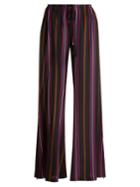 Figue Simone Striped Straight-leg Silk Trousers