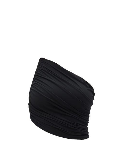 Matchesfashion.com Norma Kamali - Diana One-shoulder Ruched Bikini Top - Womens - Black