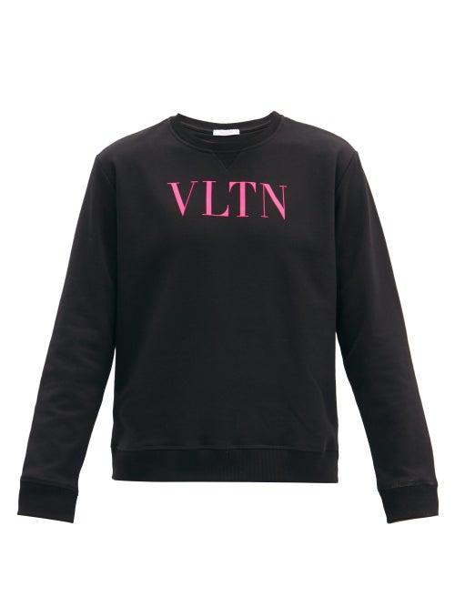 Matchesfashion.com Valentino - Vltn-print Cotton-blend Jersey Sweatshirt - Mens - Black Pink