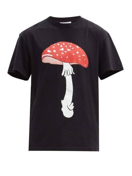 Matchesfashion.com Jw Anderson - Mushroom-print Cotton-jersey T-shirt - Mens - Black