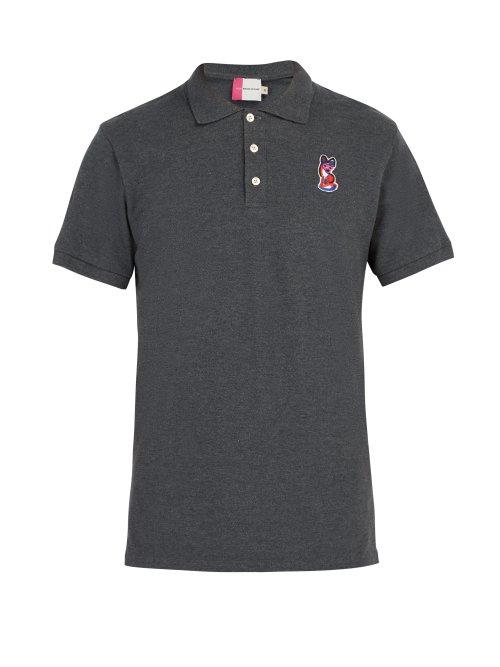 Matchesfashion.com Maison Kitsun - Acide Fox Appliqu Polo Shirt - Mens - Dark Grey
