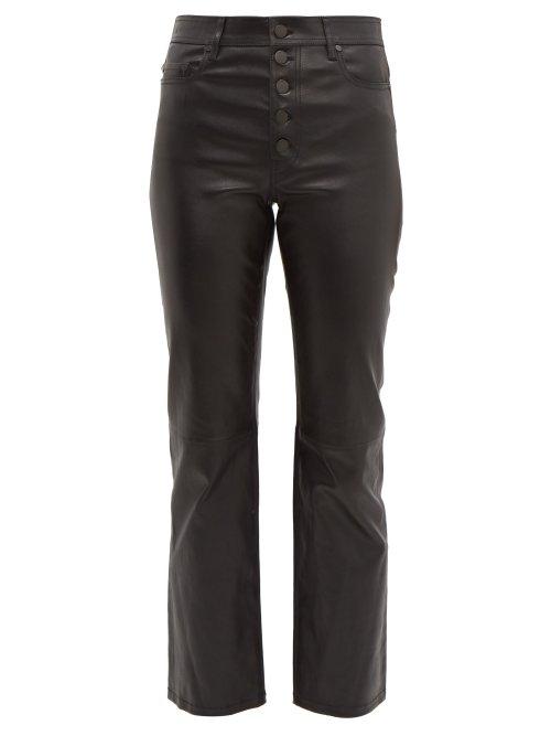 Matchesfashion.com Joseph - Den Leather Kick Flare Trousers - Womens - Black