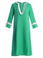 Matchesfashion.com Daft - Capri Fringed Linen Dress - Womens - Green
