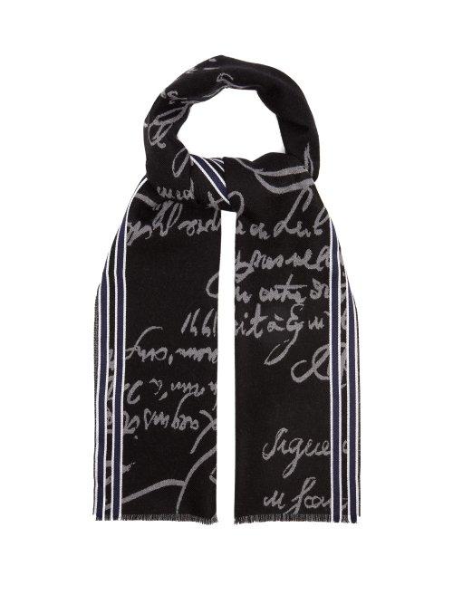 Matchesfashion.com Berluti - Scritto Wool Scarf - Mens - Black