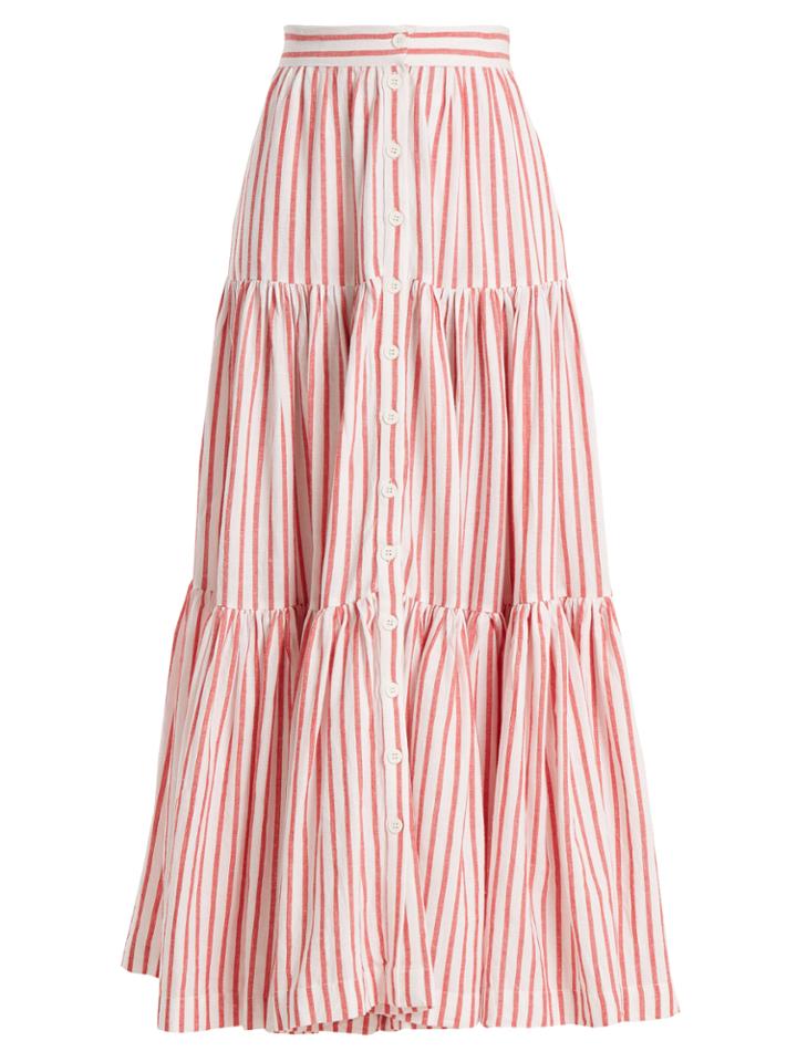 Wiggy Kit Tiered Ruffled Cotton-blend Maxi Skirt