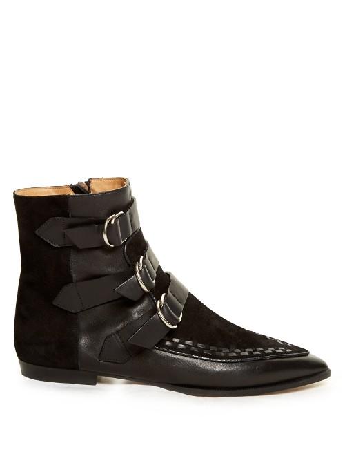 Isabel Marant Rowi Leather And Suede Ankle Boots