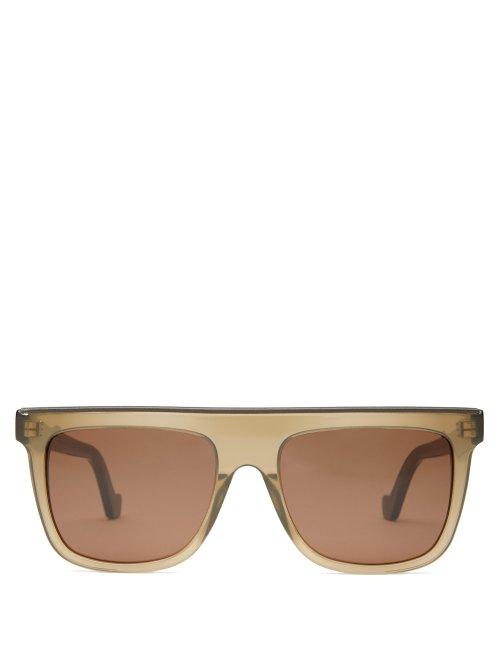 Matchesfashion.com Loewe - Flat Top Acetate And Metal Sunglasses - Mens - Brown