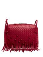 Matchesfashion.com Bottega Veneta - Nodini Intrecciato Fringed Leather Cross Body Bag - Womens - Red