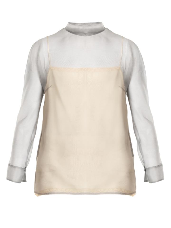Prada High-neck Silk-organza Blouse