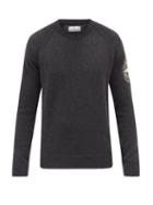 Mens Rtw Stone Island - Logo-embroidered Wool Sweater - Mens - Black Grey