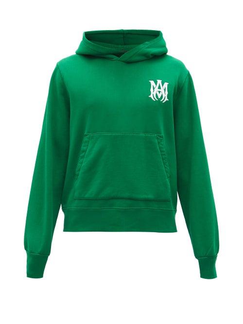 Matchesfashion.com Amiri - Skeletal Logo-embroidered Cotton Hooded Sweatshirt - Mens - Green