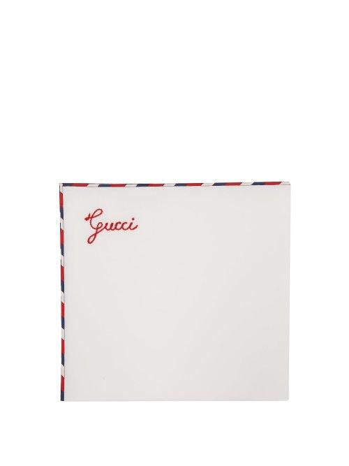 Matchesfashion.com Gucci - Logo Embroidered Cotton Pocket Square - Mens - White