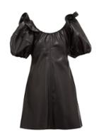 Matchesfashion.com Ellery - Valeria Bubble Sleeve Faux Leather Mini Dress - Womens - Black