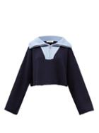 Jw Anderson - Colour-block Zip-neck Sweater - Womens - Blue Multi