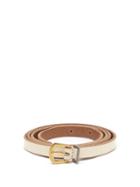 Saint Laurent - Raw-edge Leather Belt - Mens - Cream