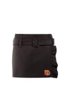 Matchesfashion.com Prada - Belted Jersey Mini Skirt - Womens - Black