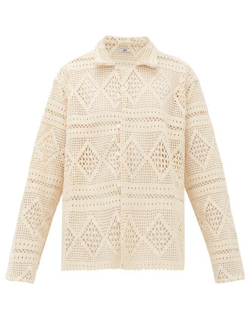 Matchesfashion.com Bode - Havana Cotton Crochet Lace Shirt - Womens - Ivory
