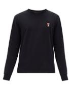 Matchesfashion.com Ami - Ami De Coeur Logo Cotton Long-sleeved T-shirt - Mens - Black
