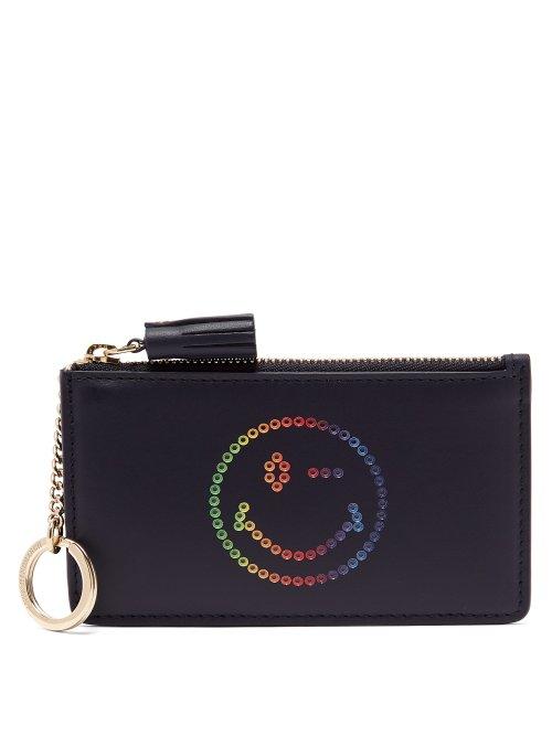 Matchesfashion.com Anya Hindmarch - Rainbow Wink Leather Purse - Womens - Navy Multi