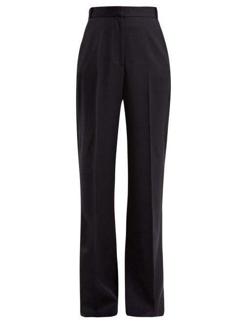Matchesfashion.com Stella Mccartney - Wide Leg High Rise Wool Trousers - Womens - Navy