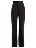 Matchesfashion.com Stella Mccartney - Wide Leg High Rise Wool Trousers - Womens - Navy