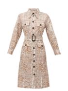 Matchesfashion.com La Prestic Ouiston - Lou Lou Carte De Paris-print Silk-twill Dress - Womens - White Multi