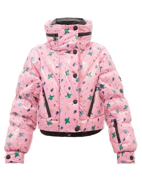3 Moncler Grenoble - X Naj-oleari Plumel Printed Down Bomber Jacket - Womens - Pink Print