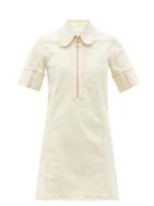 Ladies Rtw See By Chlo - Contrast-stitch Zipped Denim Mini Dress - Womens - Cream