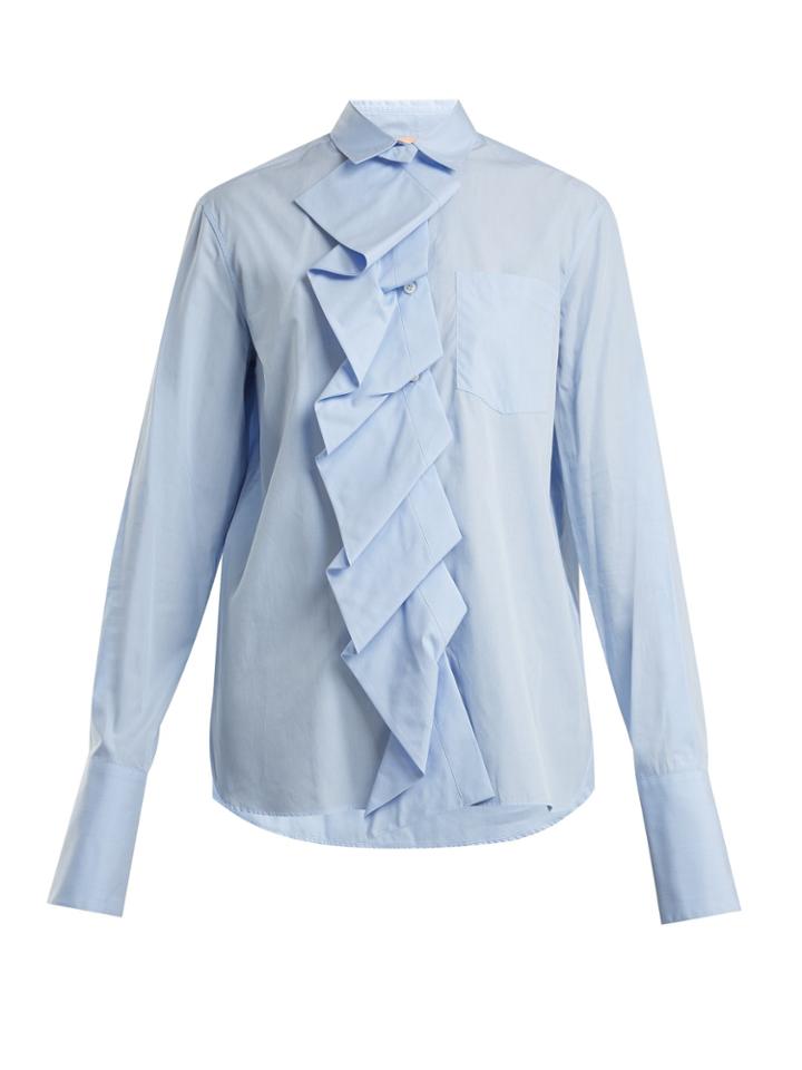 Summa Ruffled-panel Cotton-poplin Shirt