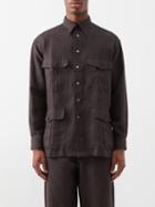 L.e.j - The Shell Collector Cotton-canvas Overshirt - Mens - Dark Brown