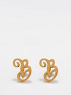 Balenciaga - Typo Stud Earrings - Womens - Gold