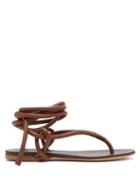 Matchesfashion.com Jil Sander - Wraparound Ankle Strap Leather Sandals - Womens - Tan
