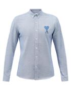 Ami - Ami De Caur-logo Cotton-oxford Shirt - Mens - Light Blue