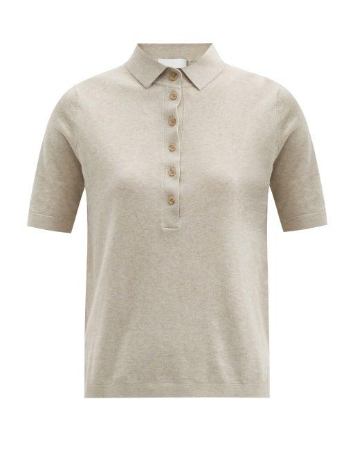 Matchesfashion.com Allude - Fine-knit Polo Shirt - Womens - Beige