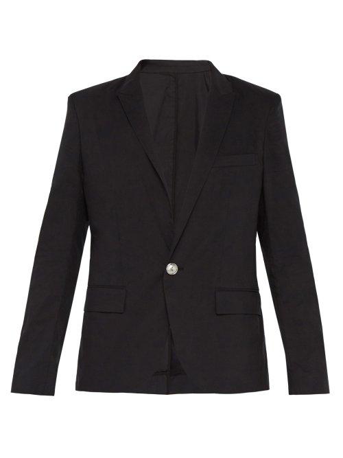 Matchesfashion.com Balmain - Single Breasted Cotton Blend Blazer - Mens - Black