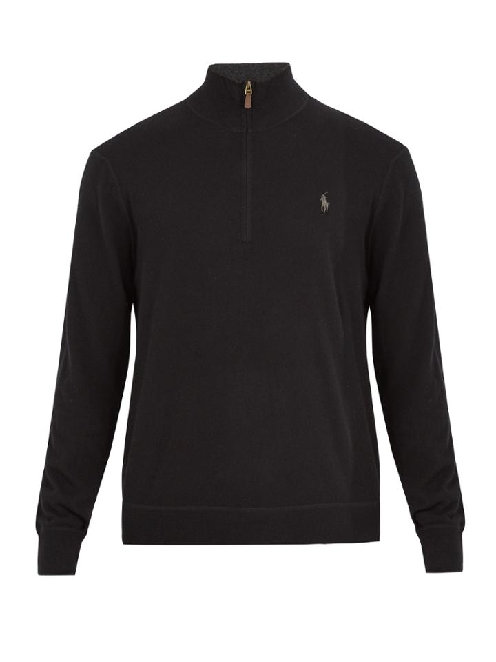 Polo Ralph Lauren Half-zip Logo-embroidered Cashmere Sweater