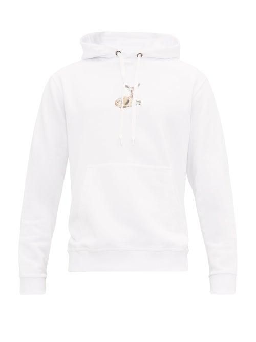 Matchesfashion.com Burberry - Deer Print Cotton Hooded Sweatshirt - Mens - White