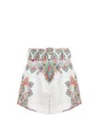 Matchesfashion.com Zimmermann - Ninety Six High Rise Cotton Shorts - Womens - Pink Print
