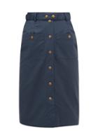 Matchesfashion.com Symonds Pearmain - Waxed-cotton Pencil Skirt - Womens - Navy