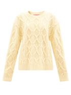 The Elder Statesman - Cable-knit Cashmere Sweater - Womens - Light Yellow