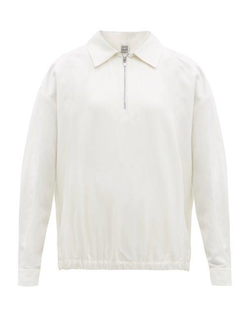 Ladies Rtw Totme - Quarter-zip Twill Top - Womens - Ivory