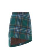 Matchesfashion.com Vivienne Westwood - Asymmetric Tartan Wool Twill Skirt - Womens - Green Multi