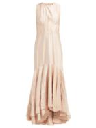 Matchesfashion.com Brock Collection - Othmana Corset Bodice Taffeta Fishtail Gown - Womens - Pink