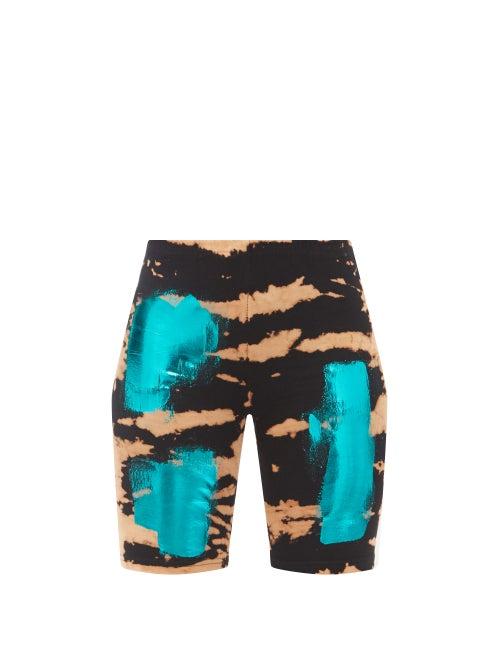 Matchesfashion.com Germanier - Metallic Tie-dyed Cotton-blend Jersey Shorts - Womens - Black Multi