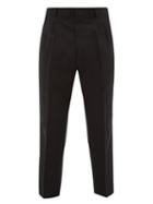 Matchesfashion.com Ami - High Rise Wool Crepe Trousers - Mens - Black