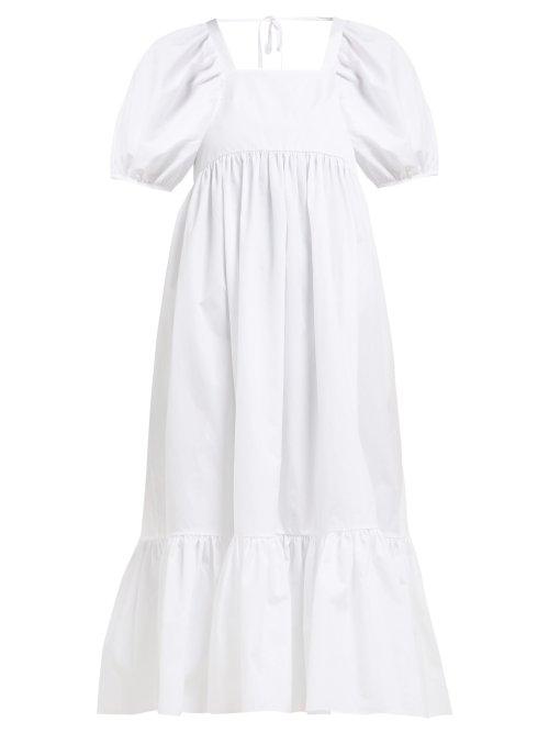 Matchesfashion.com Cecilie Bahnsen - Mary Lou Cotton Poplin Midi Dress - Womens - White
