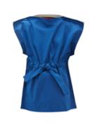 Matchesfashion.com Colville - Gathered Drawstring Cotton Blouse - Womens - Blue