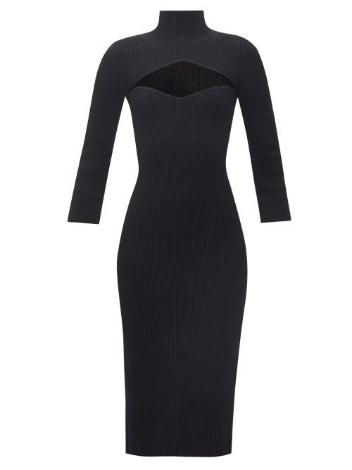 Ladies Rtw Khaite - Mischa Cutout Ribbed-knit Midi Dress - Womens - Black