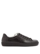 Matchesfashion.com Gucci - Ace Gg-embossed Perforated Leather Trainers - Mens - Black