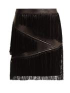 Matchesfashion.com Versace - Fringed Leather Mini Skirt - Womens - Black
